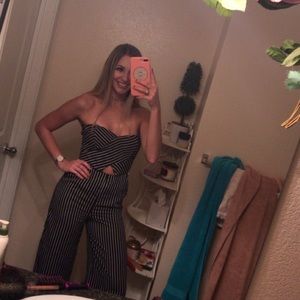 Black and white striped jumpsuit